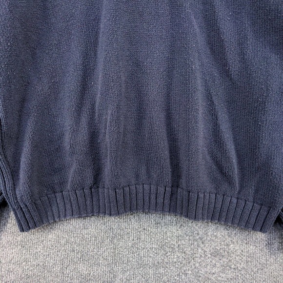 Eddie Bauer Men's Pullover Sweater Blue Large V-Neck 100% Cotton Vintage Made UK - Picture 4 of 11